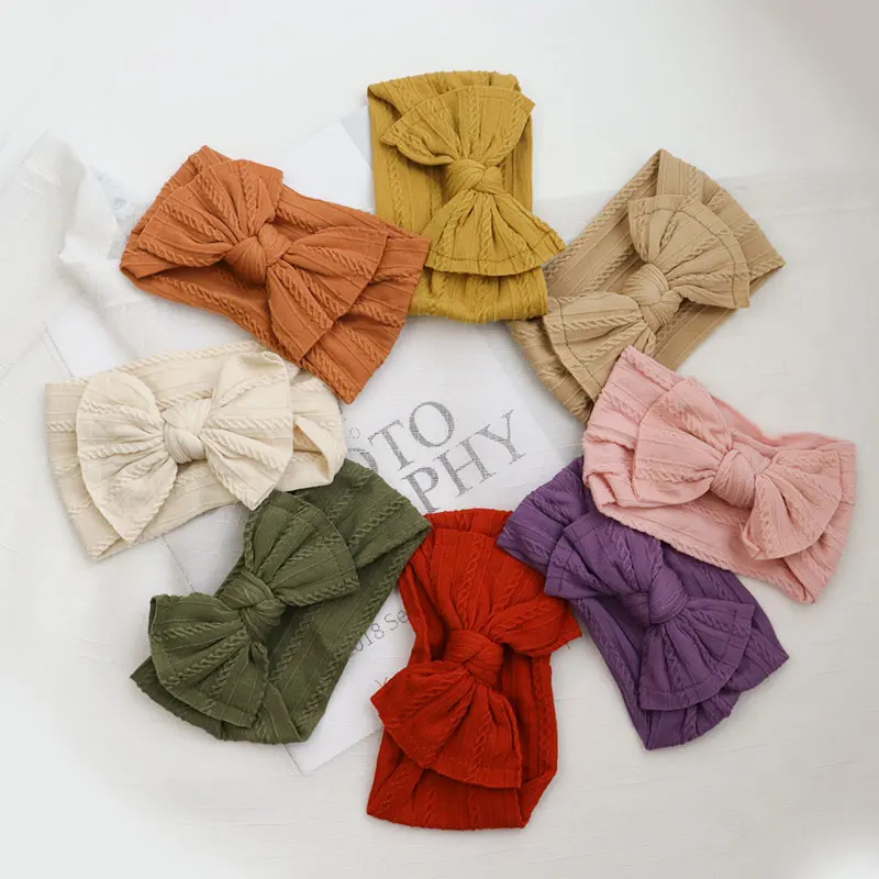 Нейлоновая эластичная повязка для волос с бантом девочек Мягкая на голову витым