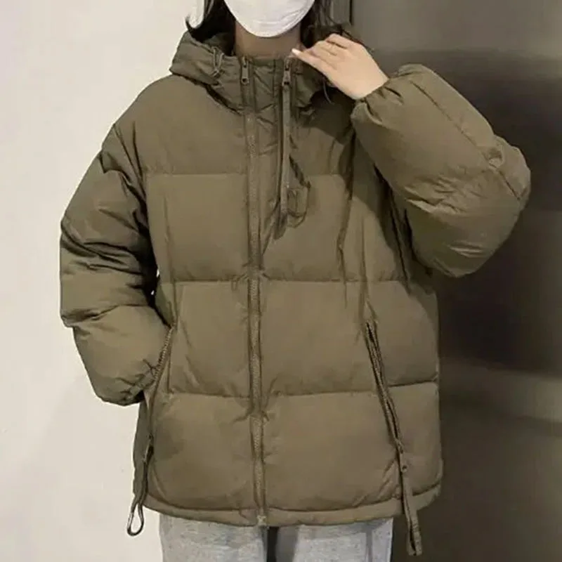 2025Зимняя толстая теплая куртка-парка для женщин водолазка в корейском стиле
