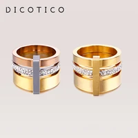 dicotico bulgaria gold color rings for women fashion anel stainless steel three layers zircon femme anillos women jewelry