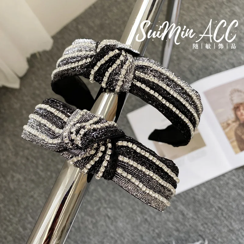 

New Fashion Rhinestone Chain Knot Hairband Knitted Headband Women's Hair Accessories Headwear hair hoop Hair band