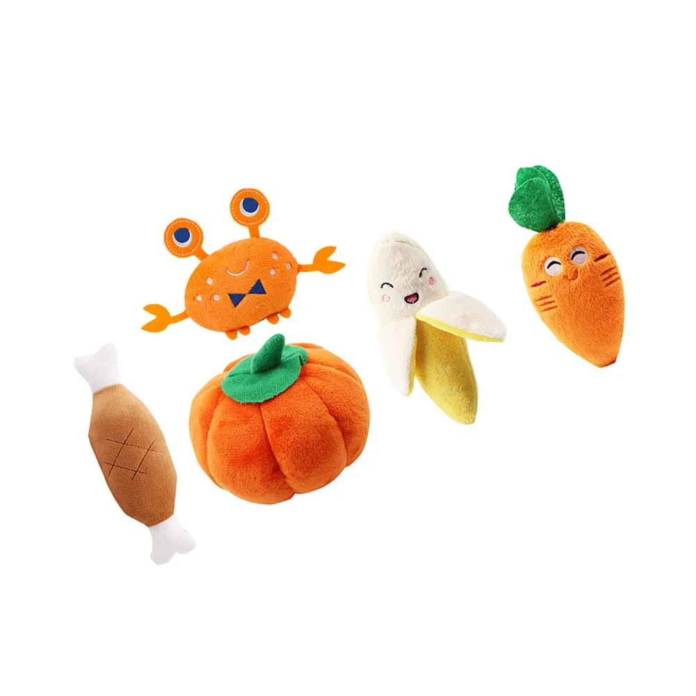 

5pcs Pet New Year Dog Gifts Vegetables Dog Small Dog Squeaky Small Puppy Stuffed Plush Fruits Dog