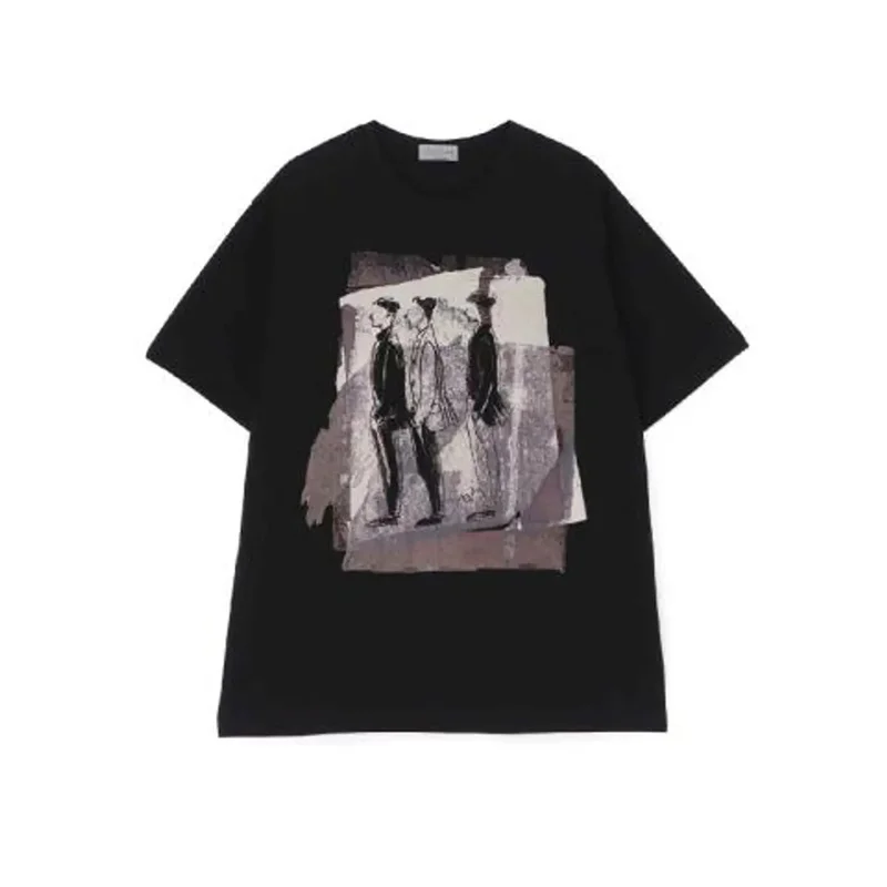 

Yohji Yamamoto Y3 Casual T-Shirt 24Ss Ultima Tenjiku Material Y-3 Cotton Three Figure Short Sleeve Tees For Men And Women