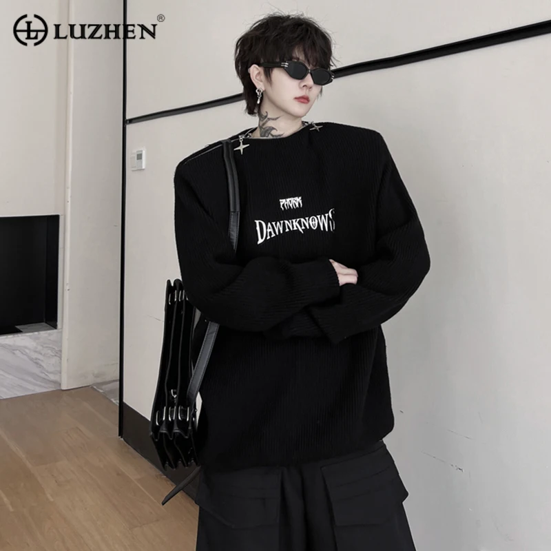 

LUZHEN нишевой цветной зимний свитер на молнии Однотонный мужской дизайн с буквами свободные плечевые пуловеры осень новая мужская одежда A3b2ae