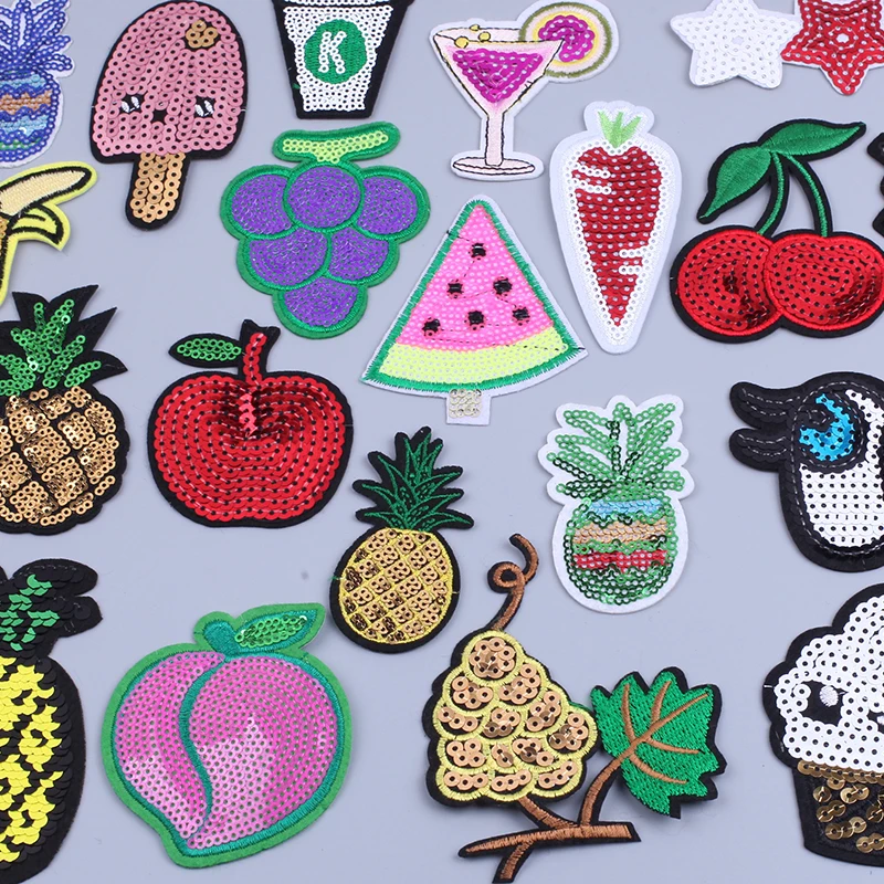 

Cartoon Fruit Embroidered Patches for Clothing Thermoadhesive Patches Diy T-shirt Badges Appliques for Dresses Velcro Patch