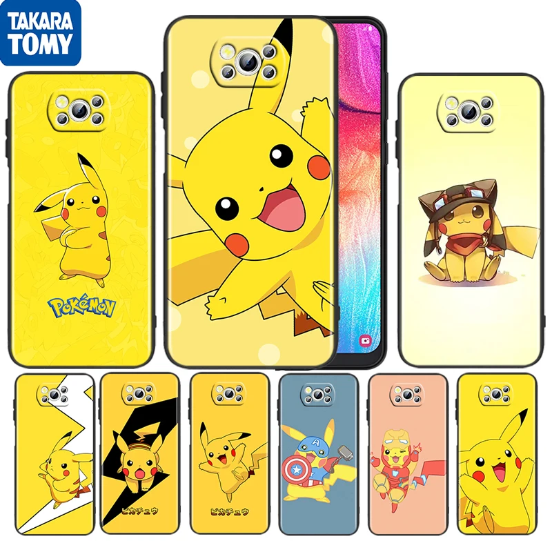 

Pikachu Anime Lovely For Xiaomi Poco M4 X3 F3 GT NFC M3 C3 M2 F2 F1 X2 Pro Mi Mix3 Black Phone Case Funda Coque Capa Cover Shell