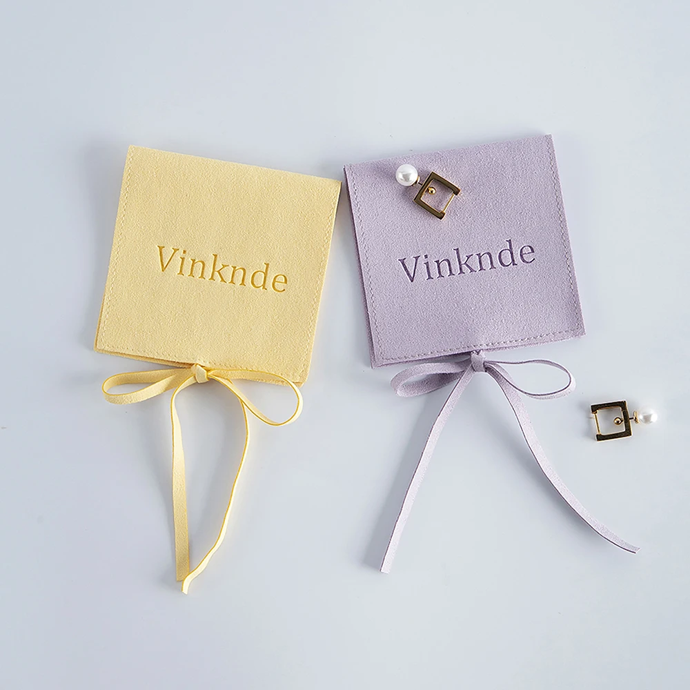 Personalized Logo Microfiber Jewelry Small Gift Bag Wedding Favors For Guests Bulk 100 Eyelashes Lipstick Cosmetic Organizer Ba