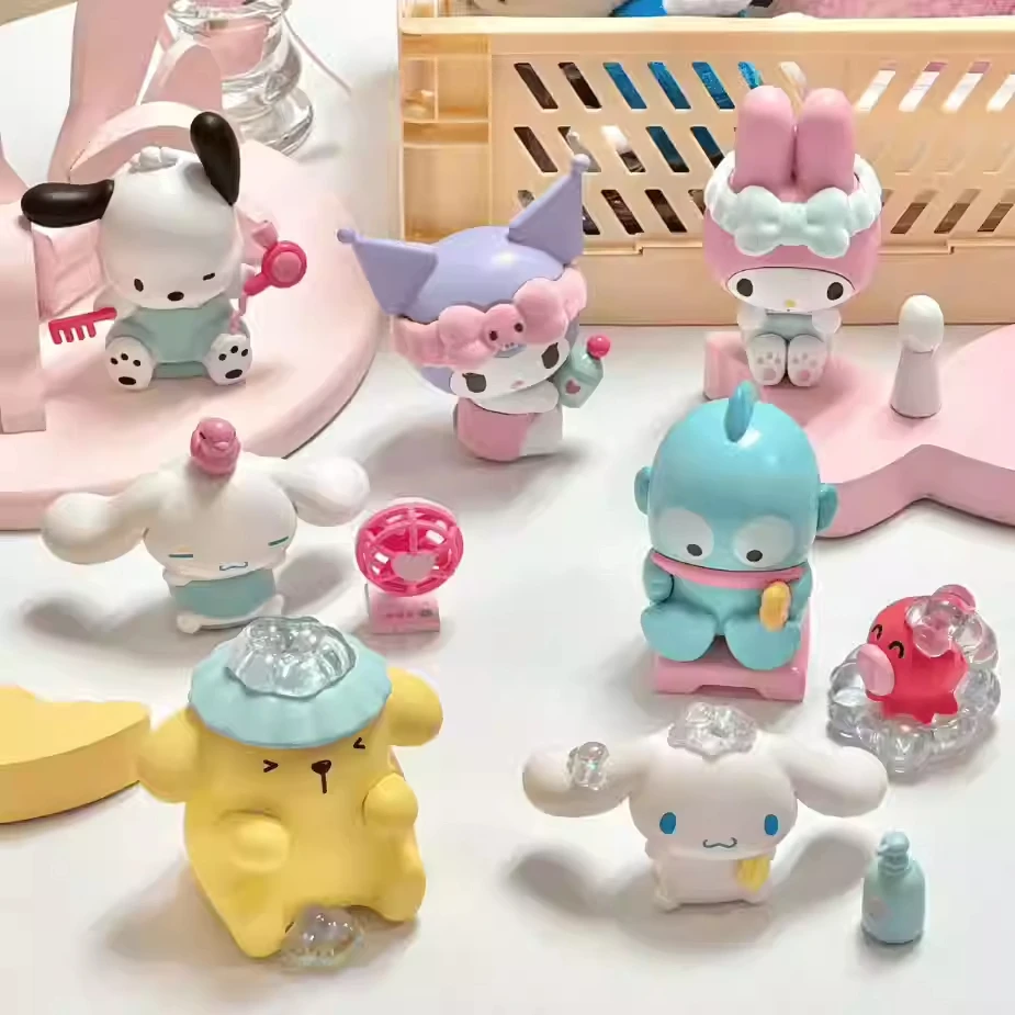 Фото В наличии Sanrio Bathing Time Series Blind Box Фигурка Cinnamoroll Pompom Purin Pochacco Kuromi Hangyodon Аниме Таинственные куклы №2