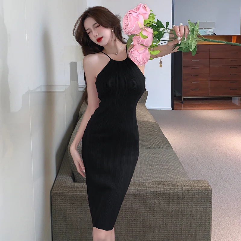 Женская юбка с лямкой на шее привлекательная обтягивающая в стиле ретро во