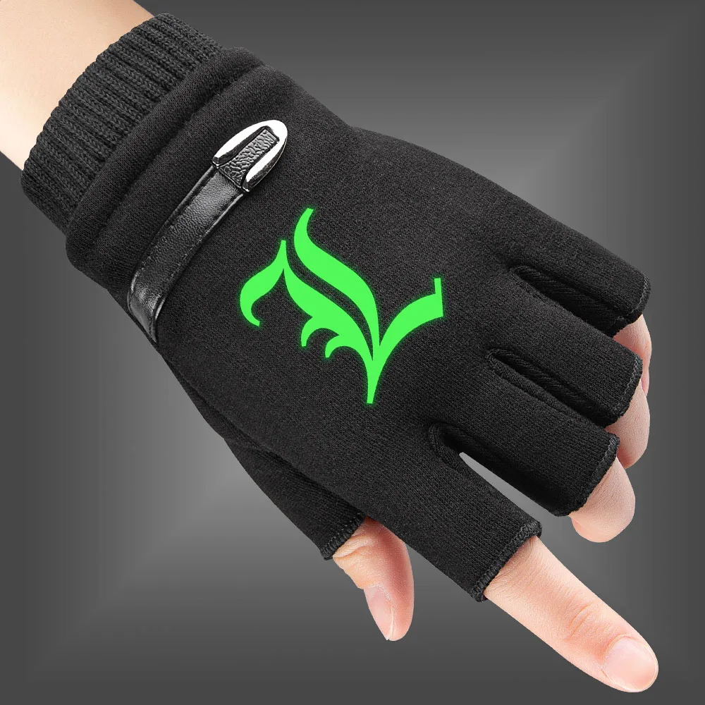 Cartoon Death Note Kids Gloves Fluorescent Luminous Men Fingerless Gloves boy girl Spring Autumn Warm Knitted Gloves