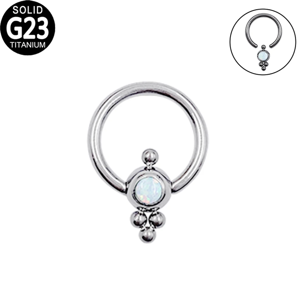 

G23 Titanium Opal Nose Ring CBR Piercings BCR Ball Closure Ear Septum Helix Tragus Labret Rings Women Piercings Body Jewelry