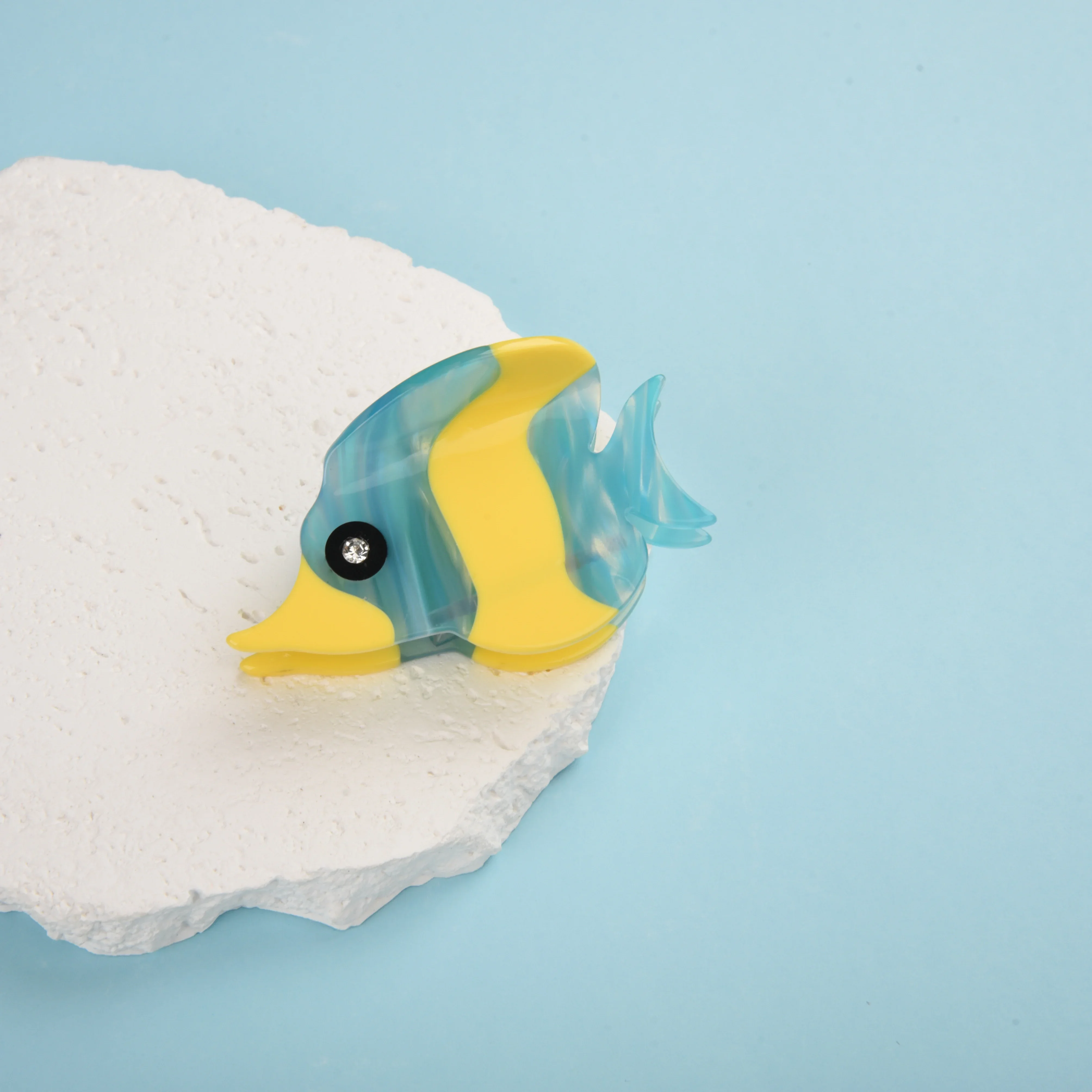 Женская заколка для волос YHJ экологически чистая из ацетата синей рыбы цвет