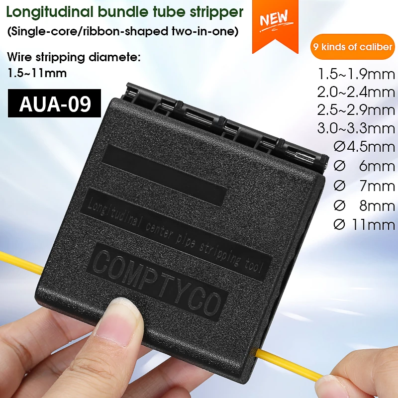 AUA-09 Longitudinal Bundle Tube Stripper Single-core/Ribbon-shaped 1.5~11mm Slitter Optic Fiber Cable Center Pipe Stripping Tool