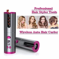 cordless automatic rotating hair curler usb rechargeable curling iron lcd display temperature adjustable timer hair curler