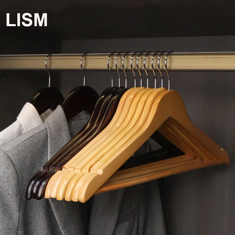 

5/10pcs Non-slip Wooden Coat Hangers Closet Organizer Suit Clothes Drying Rack Wardrobe Space Saving,High Quality Lotus