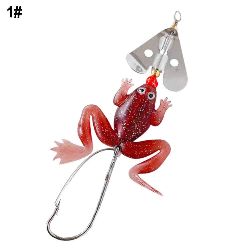 

5pcs Fishing Frog Soft Baits Lures Decoy Fake Bait Rotating Sequins Snap Hook Iscas Pesca Fishing Tackle Gear Accessories