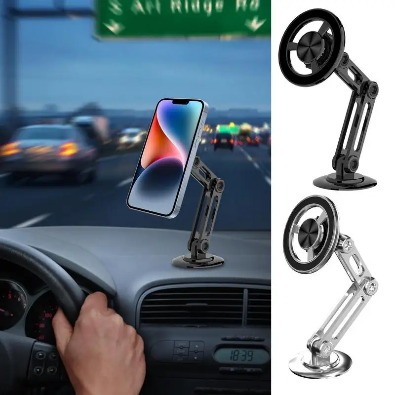 

Magnetic Car Phone Holder Foldable Ring Shape Phone Mount Holder Scratch Less Stylish Mobile Stand Auto Motive Accessories