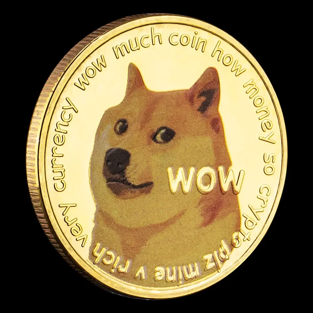 Dogecoin позолоченные крипто-сувениры монеты 40 мм WOW милые украшения для дома Doge