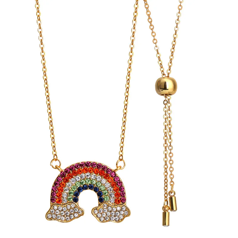 

Sparkling Rainbow Colored Diamond Inlaid Clavicle Chain For Women