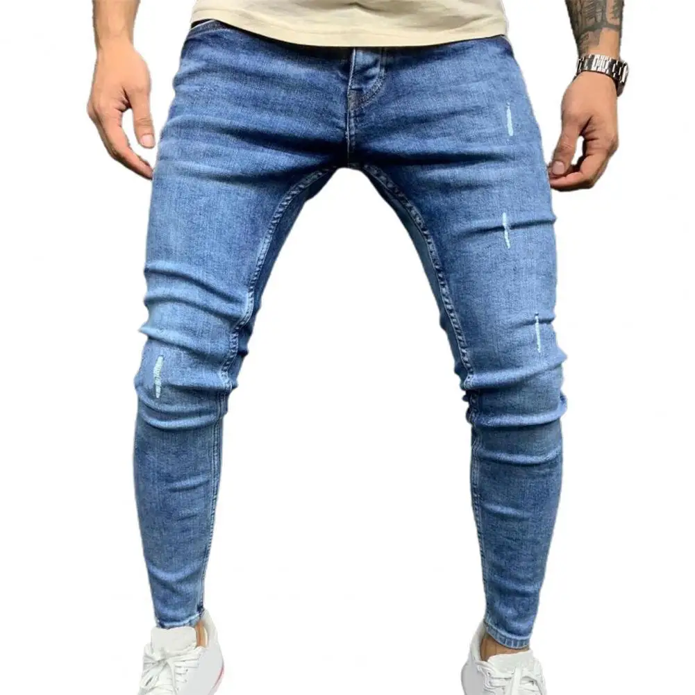 

Trendy Fashion Jeans for Men Worn Design Breathable Men Jeans Leisure Zipper Fly 2022 Spring Denim Pants Streetwear