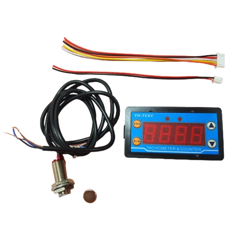 

4-Digit Counter Tachometer Speed Meter Hall Switch Proximity Switch Sensor DC9-24V Speed Measure 30-80000RPM Waterproof