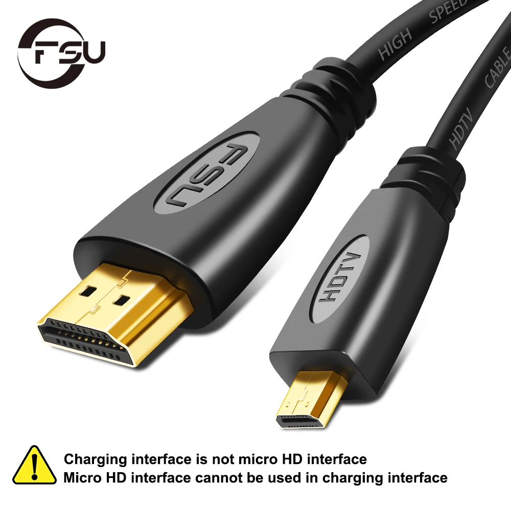 FSU 1 м 1,5 м 3 м 5 м Micro HDMI-Совместимость с HDTV кабелем 1080P 3D HD 1,4 позолоченная Мужская и мужская линия для планшета HDTV проектор