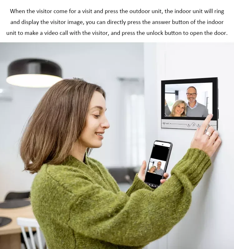 9-дюймовый Wi-Fi дверной звонок камера видеодомофон 4-проводной домофонная система