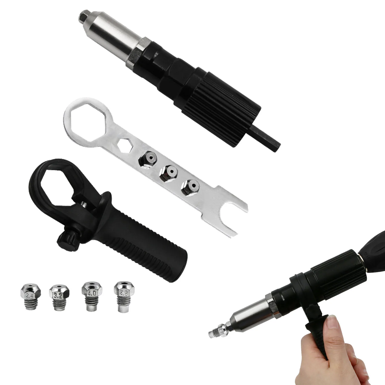

Riveter Adapter Riveter Drill Converter Attachment Electric Cordless Drill Riveting Hand Tool Kit For Riveting Insert Rivets Nut