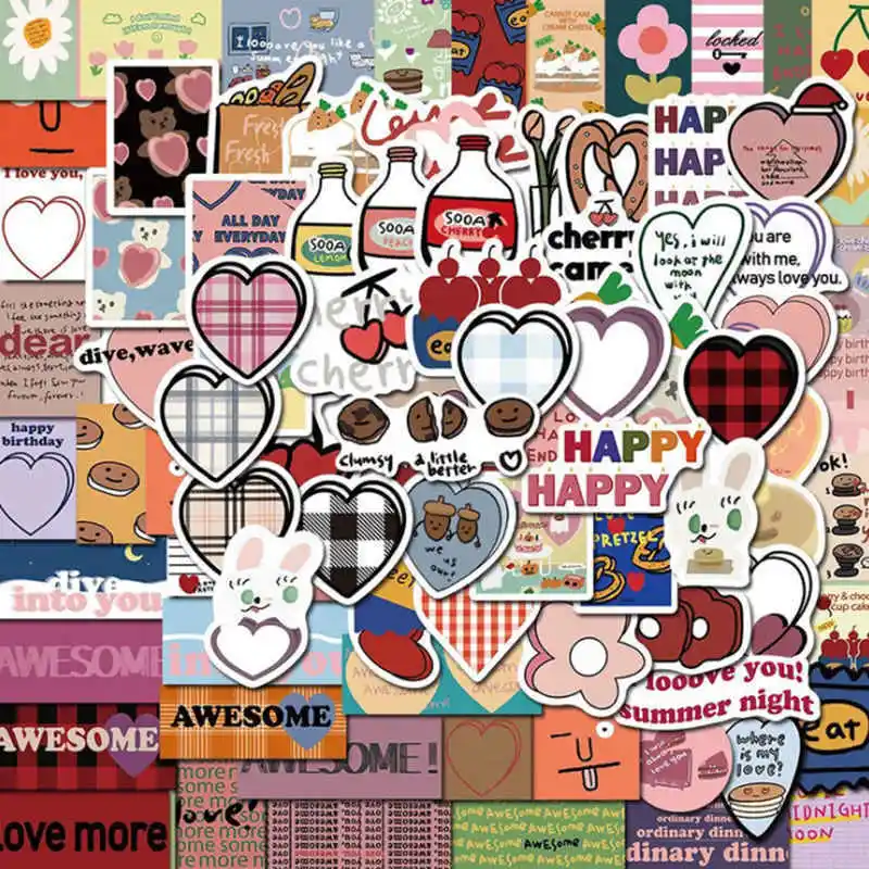 

90 non-repeating Korean ins style cute hand account material stickers personality creative mobile phone case luggage stickers