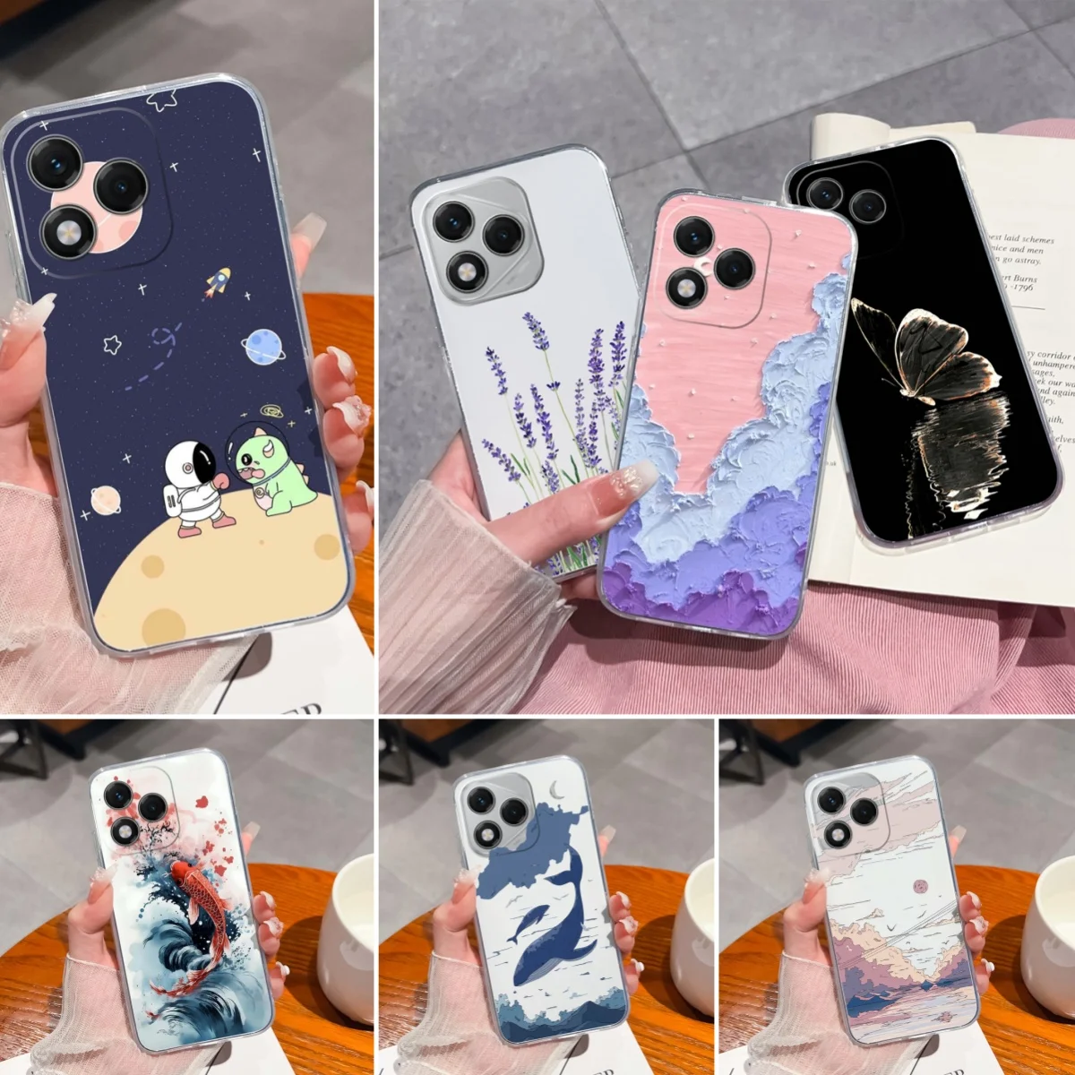 Фото Ультратонкий прозрачный чехол для телефона Honor 400 Lite 6,7 дюйма, красивый узор кои, мягкий силиконовый чехол, новое обновление, защитные чехлы для объектива №1