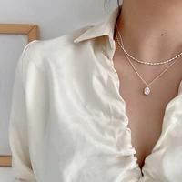 korean fashion silver gold pearl necklace for women simple luxury transfer jewelry mother girlfriend birthday gift 2022 trendy