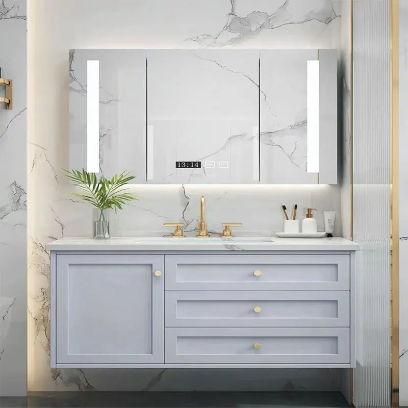 

Slate bathroom cabinet combination oak washbasin modern minimalist smart mirror cabinet bathroom solid wood washbasin bathroom