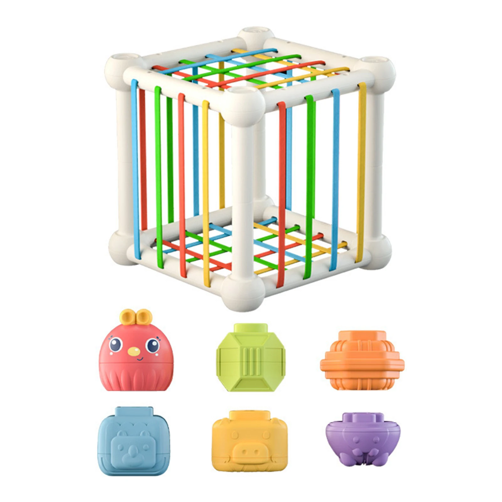 

Baby Shape Sorter Toys Colorful Cube Sorting Bin With Elastic Bands Baby Development Toys For Early Educational Babies And