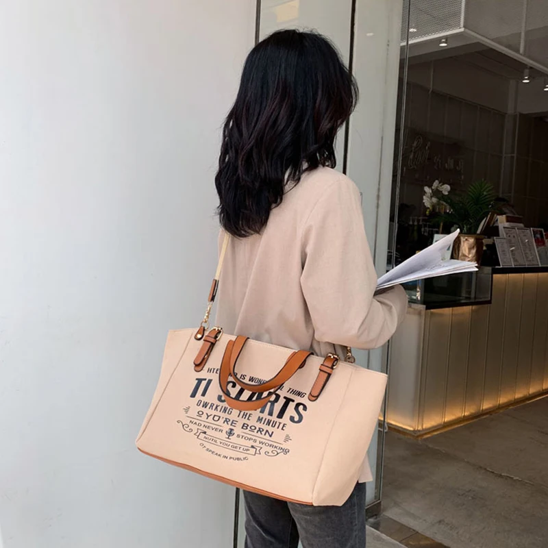 

Fashion Canvas Handbags and Wallets Women's Large Capacity Shoulder Bags Letter Design Messenger Bags Casual Messenger Bags