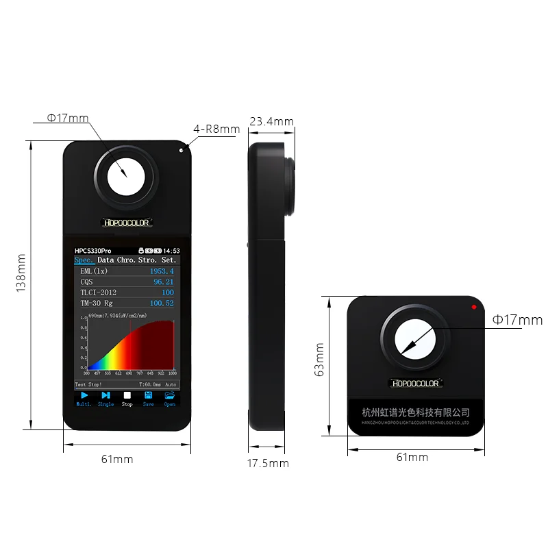 Фото Тестер против синего света Hopoocolor HPCS-330Pro 380-1000 нм PPFD PAR CCT CRI Lux Spectrum для тестера светодиодного освещения, для дома №3