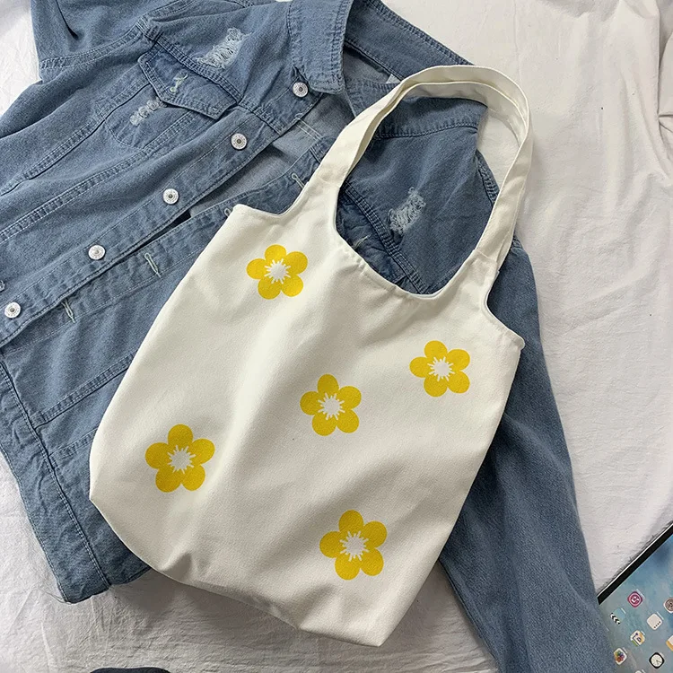 

2022 New Spring Autum Women'S Canvas Shoulder Bag Large Cotton Cloth Tote Bags Shoppers Fabric Hand Student Shopping Bag Handbag