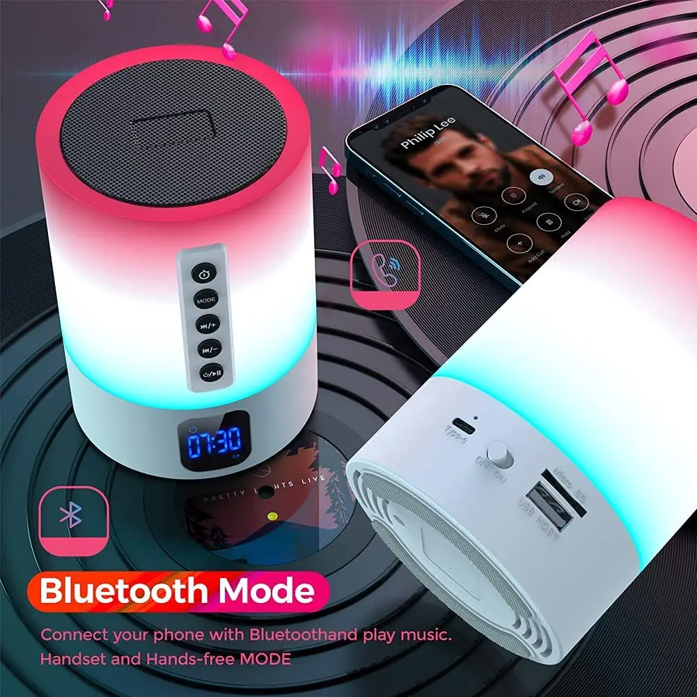 

New DY29S Night Light Clock Wireless Bluetooth Speaker Night Light Bedside Led Alarm Clock Table Lamp Colorful Subwoofer