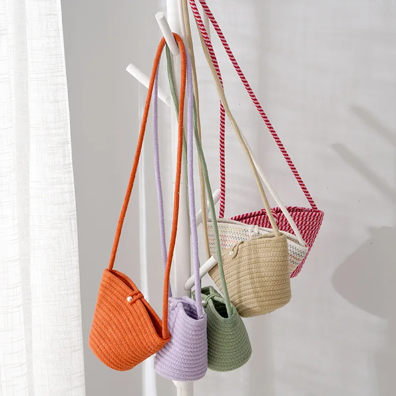 

2023 New Woven Bag Women's Bag Bucket Bag Beach Bag Mobile Phone Bag Single Shoulder Crossbody Bag Small Bag