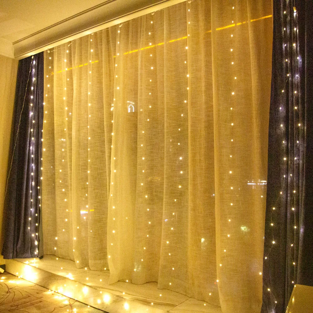

Solar Powered LED Curtain String Lights Waterproof Copper Wire Garland Lights 8 Modes For Garden Yard Party Wedding Room Decor