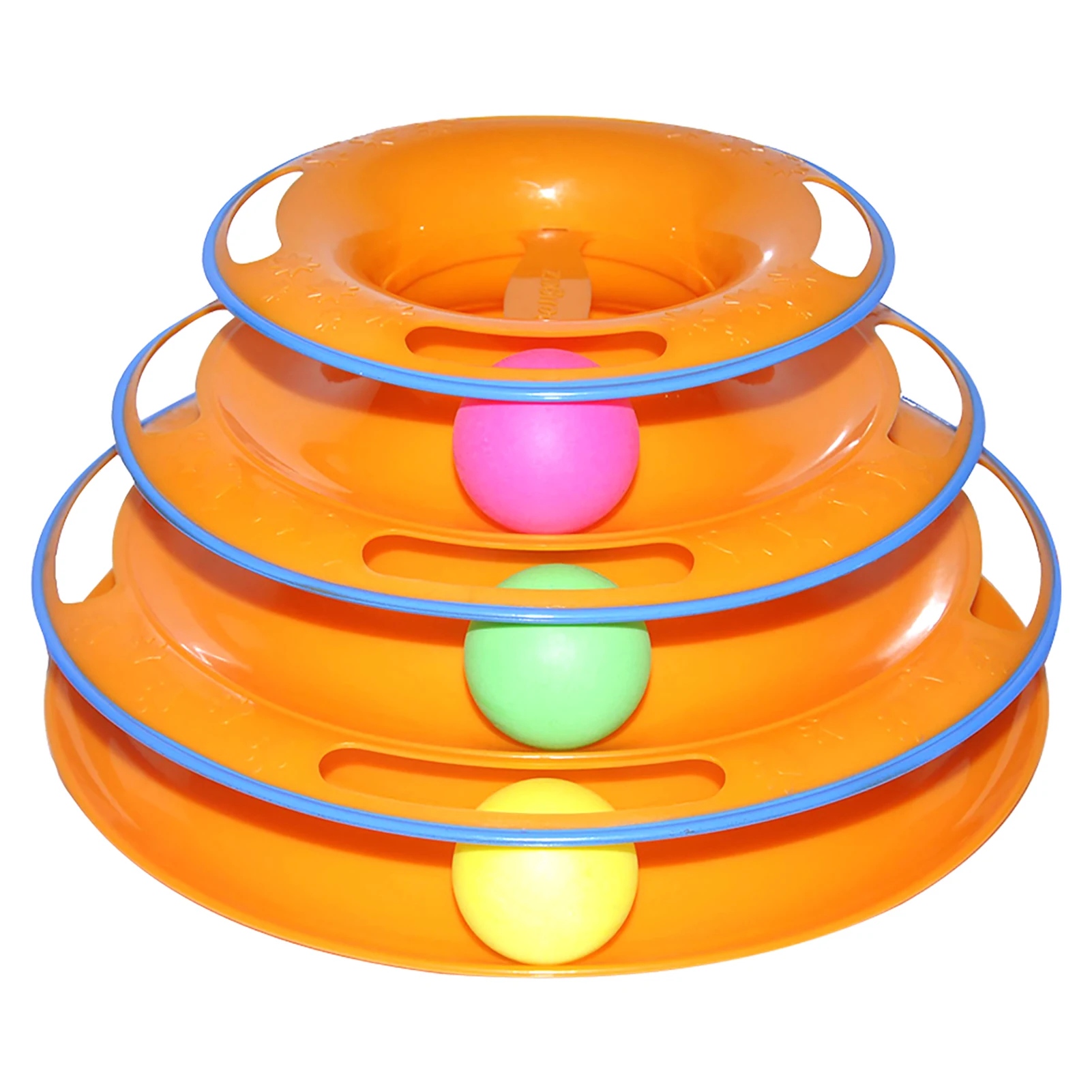 

Игрушка-башня для кошек, 3 трека, нескользящая, подарок для дома, искусственная полипропиленовая игрушка с 3 мячиками, товары для домашних жи...