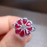 genuine 925 silver gemstone engagement rings natural ruby rings romantic gifts for girls