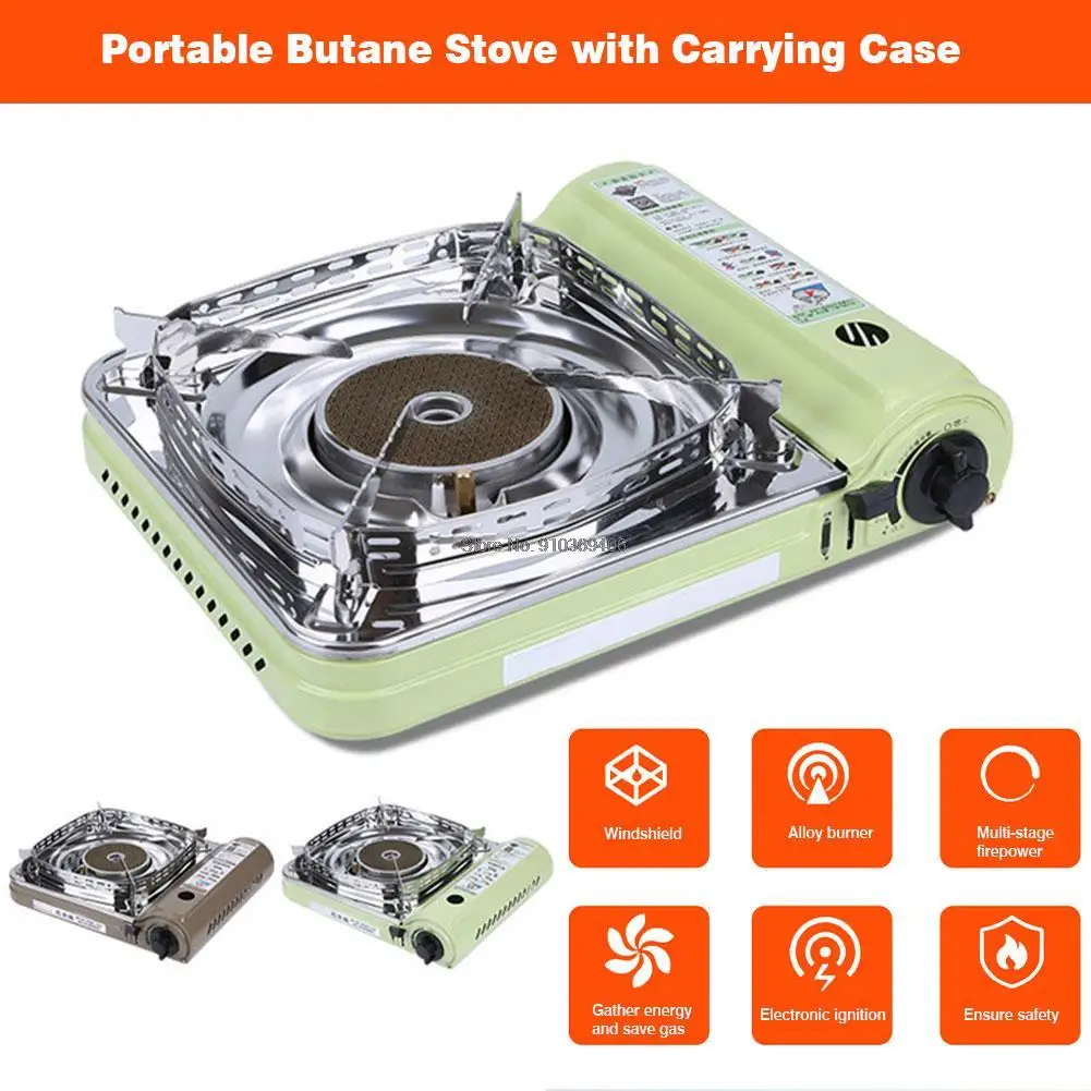 

Butane Gas Stove Portable Windproof Butane Countertop Range with Carrying Case for Outdoor Camping Gas Stove Burner
