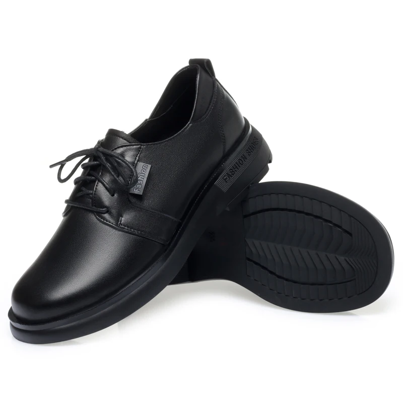 DIMANYU Real Leather Women's Shoes Spring 2023 Wedge Heels Lace-up Loafers Casual Non-slip Comfortable Ladies Shoes