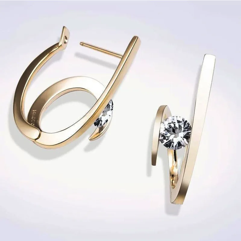 

New Fashion Trend Personality Women's Earrings Exaggerated Geometric Inlaid Zircon Retro Jewelry Birthday Gifts for Women