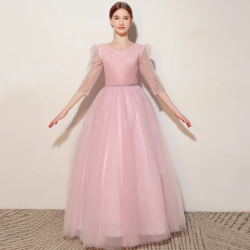 

Новинка 2023, индивидуальное вечернее платье для девочек, элегантное бальное платье с полурукавами для выпускного вечера