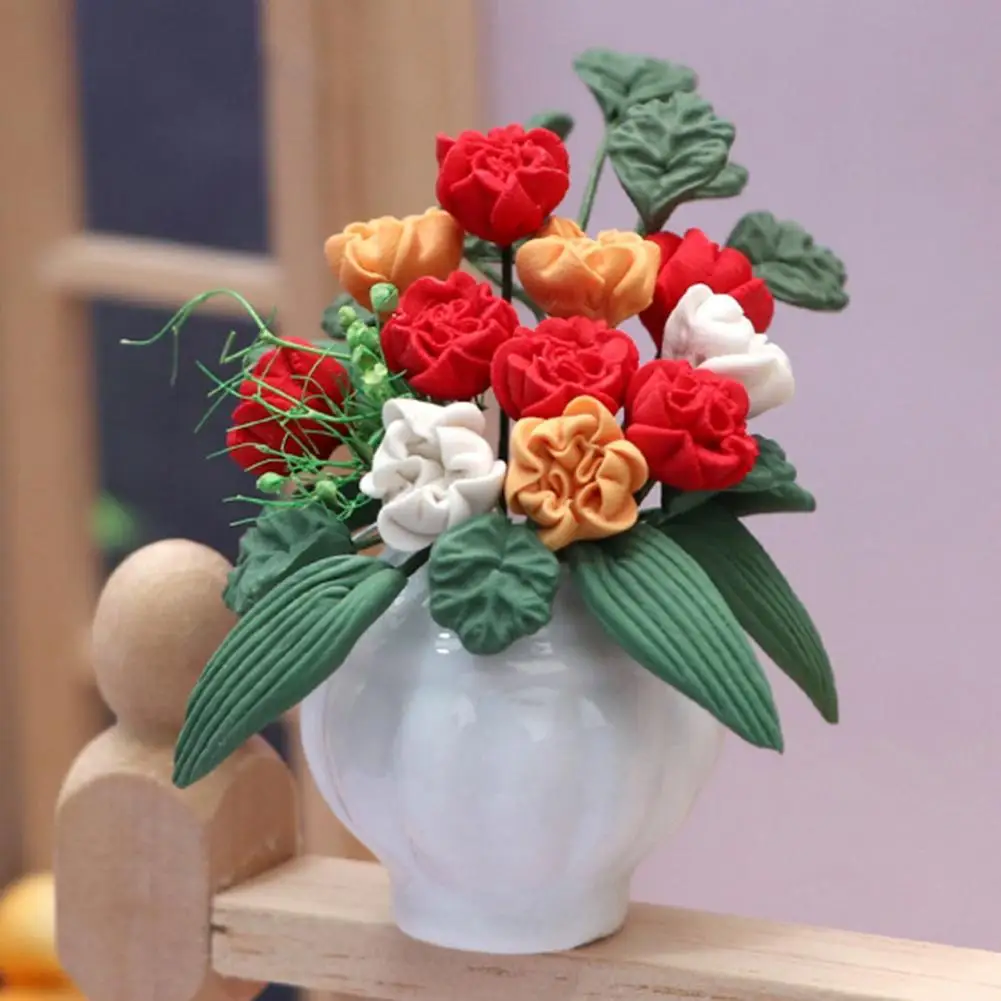 

Beautiful Dollhouse Miniature Flowers Ornament Dollhouse Potted Plant Eco-friendly Realistic