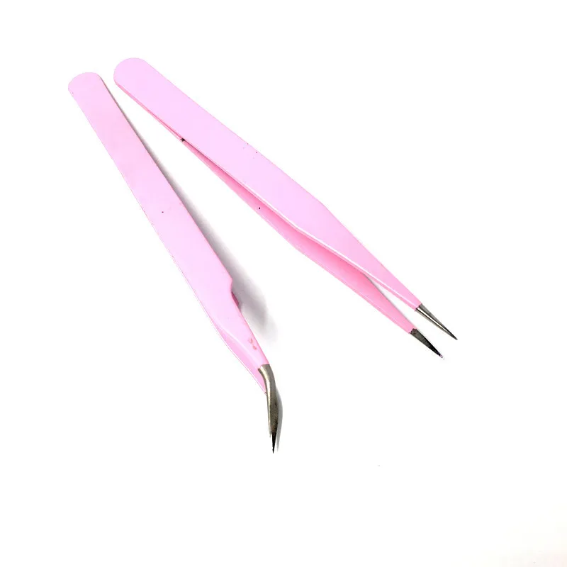 

1/2PCS/Set Stainless Steel Eyelash Extension Tweezers Curved Straight Lashes Tweezer Non-magnetic Eyelashes Nail Makeup Tools