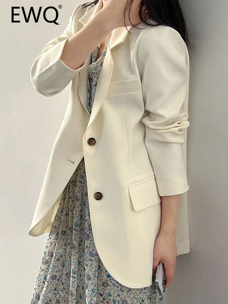 

EWQ Simplicity Solid Loose Blazers For Women Long Sleeve Single Breasted Fashion Female Jackets Clothing 2023 Autumn New 26D1931