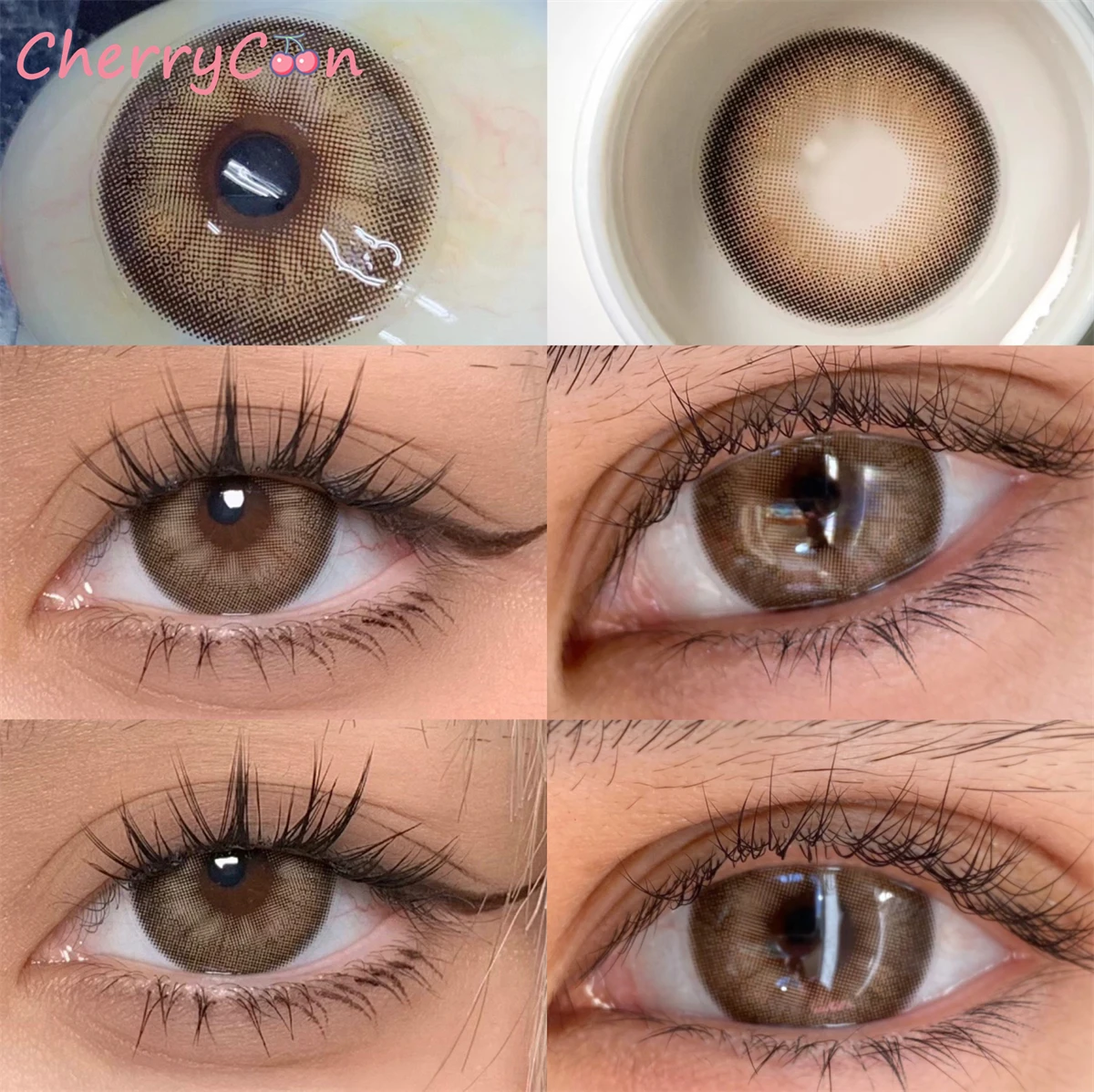 

Тайские коричневые контактные линзы CherryCon, большие красотные зрачки, ежегодные цветные мягкие контактные линзы для глаз, диоптрии для близорукости