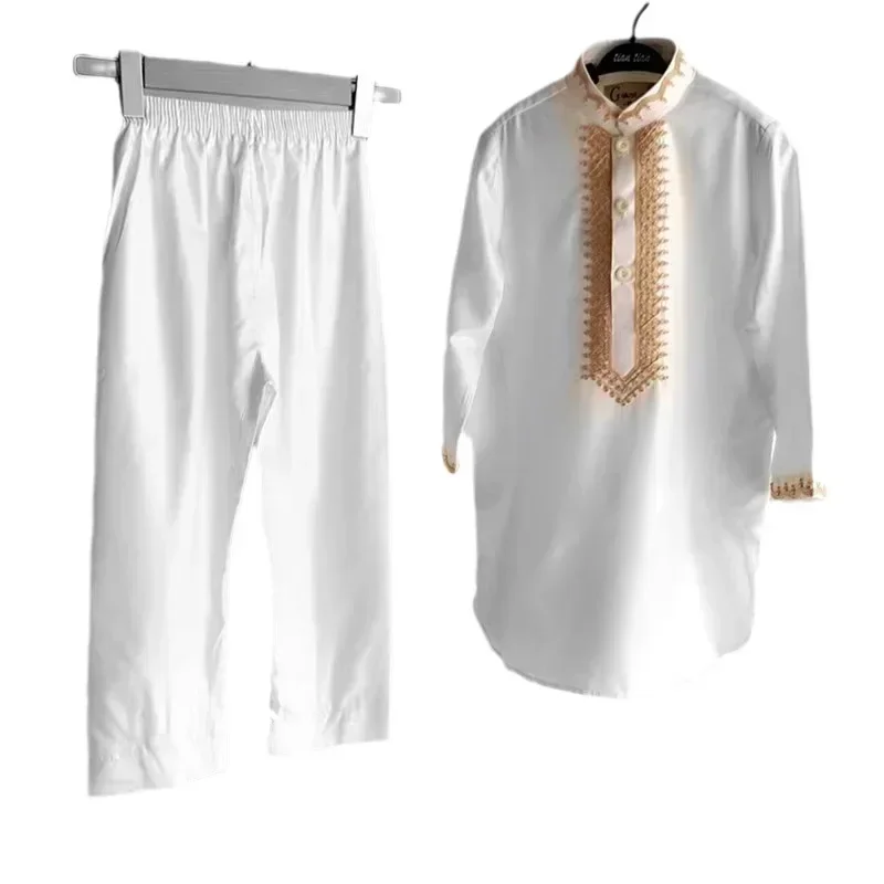 3 цвета Jalabiyat Рамадан 2024 пакистанский мальчик вышивка из двух частей марокканский