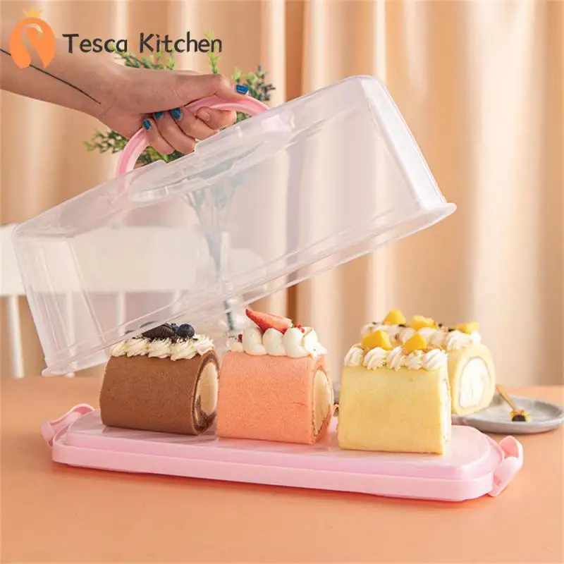 

Household High Quality Cake Basket Reusable Toast Basket Portable Transparent Cake Roll Box Organization Storage Sundries 2023